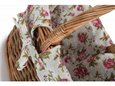 Basket, SIZE 1 OVAL UNPEELED WILLOW SHOPPER with GARDEN ROSE LINING