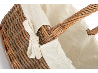 Basket, SIZE 3 OVAL UNPEELED WILLOW SHOPPER with WHITE LINING