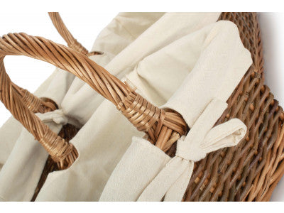 Basket, Set of 3 RECTANGULAR UNPEELED WILLOW SHOPPERS with WHITE LINING