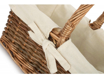 Basket, SIZE 1 RECTANGULAR UNPEELED WILLOW SHOPPER with WHITE LINING