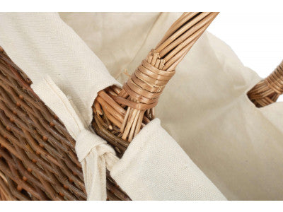 Basket, SIZE 2 RECTANGULAR UNPEELED WILLOW SHOPPER with WHITE LINING