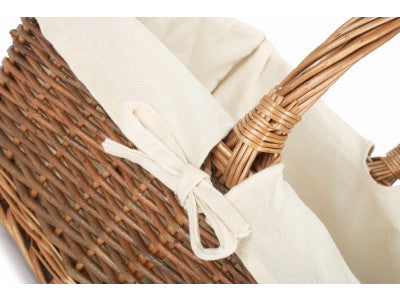 Basket, SIZE 3 RECTANGULAR UNPEELED WILLOW SHOPPER with WHITE LINING