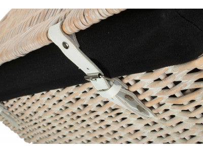 "Basket, 24" WHITE WASH CHEST HAMPER with BLACK LINING"