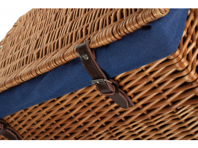 "Basket, 24" DOUBLE STEAMED CHEST HAMPER with NAVY BLUE LINING"