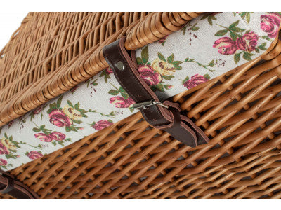 "Basket, 24" DOUBLE STEAMED CHEST HAMPER with GARDEN ROSE LINING"