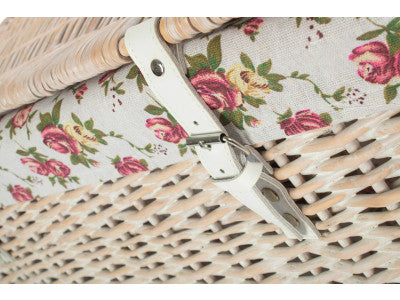 "Basket, 24" WHITE WASH CHEST HAMPER with GARDEN ROSE LINING"