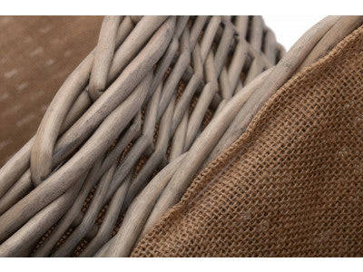 Basket, Set of 2 ROUND STRAIGHT-SIDED WICKER LOG / STORAGE BASKETS