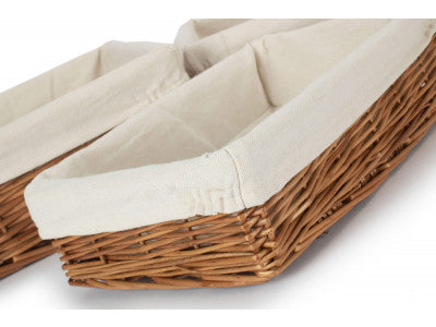 Basket, Set of 3 LINED DOUBLE STEAMED STORAGE TRAY