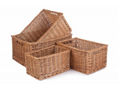 Basket, Set of 4 DOUBLE STEAMED STORAGE BASKETS