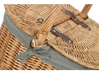 Basket, BUFF OVAL PICNIC BASKET with GREY SAGE LINING