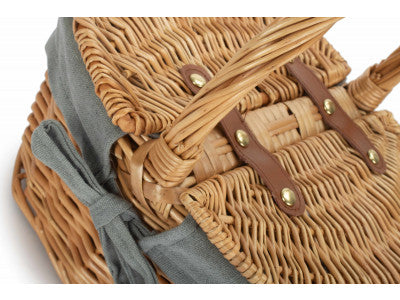 Basket, CHILD'S OVAL LIDDED HAMPER with GREY SAGE LINING