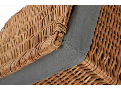 Basket, LARGE DOUBLE STEAMED STORAGE HAMPER with GREY SAGE LINING