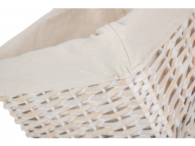 Basket, MEDIUM WHITE WASH WICKER STORAGE BASKET with WHITE LINING