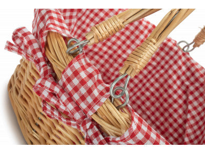 Basket, SMALL SWING HANDLE SHOPPER with RED & WHITE CHECKED LINING