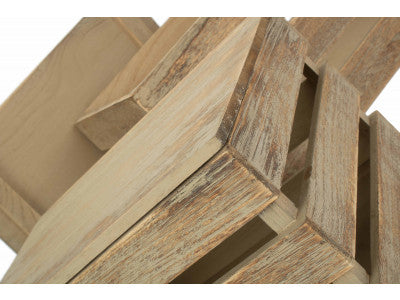Basket, Set of 2 OAK EFFECT SLATTED WOODEN BOX