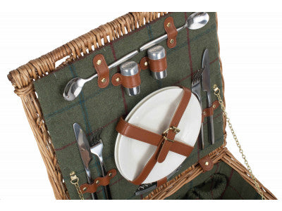 Basket, DELUXE GREEN TWEED 2 PERSON HAMPER