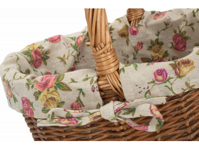 Basket, CHILD'S COUNTRY OVAL SHOPPER with GARDEN ROSE LINING