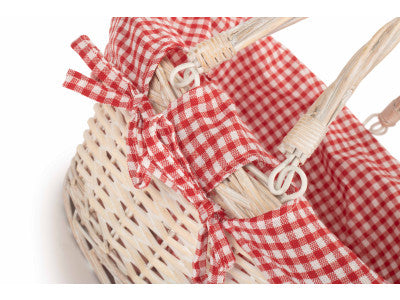 Basket, MEDIUM WHITE SWING HANDLE SHOPPER with RED & WHITE CHECKED LINING