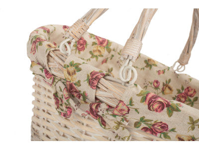 Basket, MEDIUM WHITE SWING HANDLE SHOPPER - GARDEN ROSE LINING