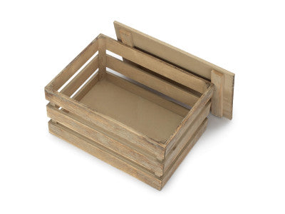 Basket, MEDIUM OAK EFFECT SLATTED WOODEN BOX