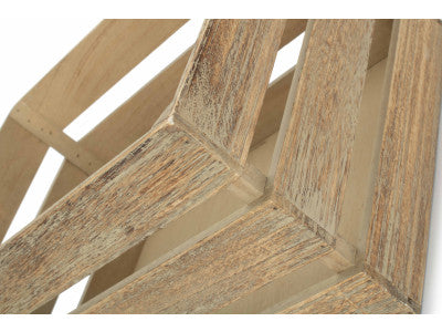 Basket, LARGE OAK EFFECT SLATTED WOODEN CRATE