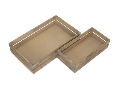 Basket, Set of 2 OAK EFFECT PACKING CRATE
