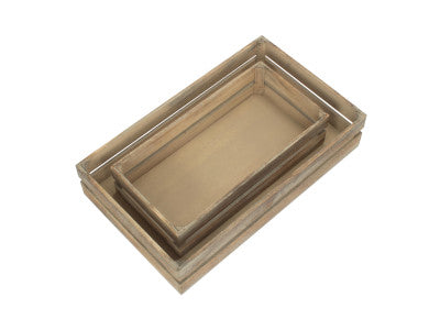 Basket, Set of 2 OAK EFFECT PACKING CRATE