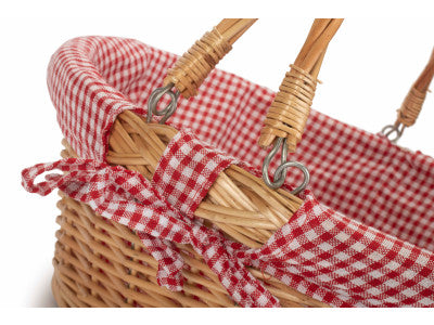 Basket, LARGE SWING HANDLE SHOPPER with RED & WHITE CHECKED LINING