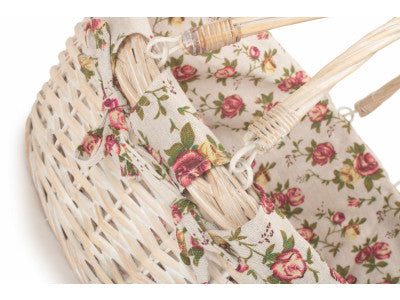 Basket, LARGE WHITE SWING HANDLE SHOPPER - GARDEN ROSE LINING