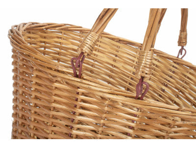Basket, DOUBLE STEAMED WICKER SHOPPING BASKET with SWING HANDLES - UNLINED