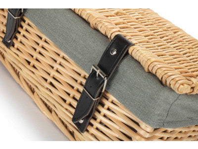 Basket, 14 inch EMPTY WICKER HAMPER BASKET - BUFF - GREY SAGE LINING