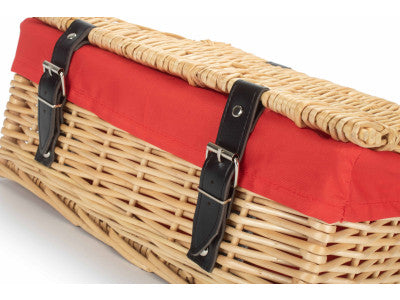Basket, 14 inch EMPTY WICKER HAMPER BASKET - BUFF - RED LINING
