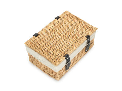 Basket, 14 inch EMPTY WICKER HAMPER BASKET - BUFF - WHITE LINING