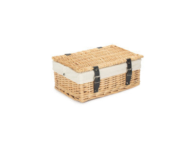 Basket, 14 inch EMPTY WICKER HAMPER BASKET - BUFF - WHITE LINING