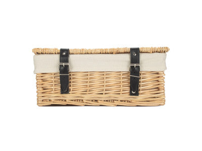 Basket, 14 inch EMPTY WICKER HAMPER BASKET - BUFF - WHITE LINING