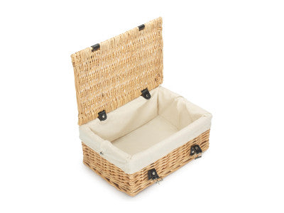 Basket, 14 inch EMPTY WICKER HAMPER BASKET - BUFF - WHITE LINING