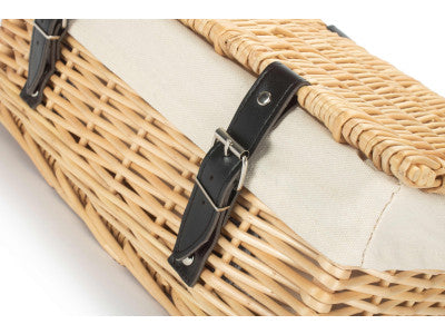 Basket, 14 inch EMPTY WICKER HAMPER BASKET - BUFF - WHITE LINING