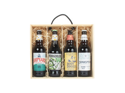 Basket, 4 BEER BOTTLE BOX with WOODEN LID