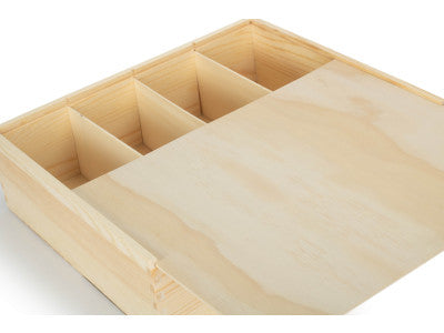Basket, 4 BEER BOTTLE BOX with WOODEN LID