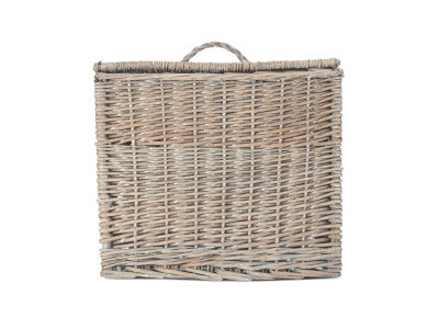 Basket, GREY WASH RECTANGULAR TOILET TIDY LIDDED BASKET