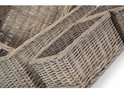 Basket, GREY WASH FINISH TRAY SET 4 - NO LINING