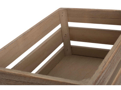 Basket, SMALL OAK EFFECT SLATTED WOODEN CRATE
