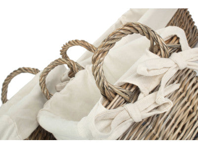 Basket, Set of 3 ANTIQUE WASH HANDLED STORAGE SOLUTION with WHITE LINING