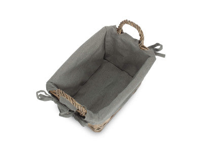 Basket, SMALL ANTIQUE WASH HANDLED STORAGE SOLUTION with GREY SAGE LINING
