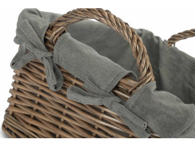 Basket, LARGE ANTIQUE WASH HANDLED STORAGE SOLUTION with GREY SAGE LINING