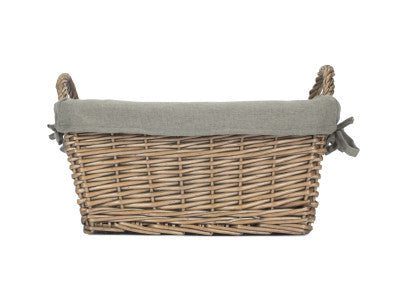 Basket, LARGE ANTIQUE WASH HANDLED STORAGE SOLUTION with GREY SAGE LINING