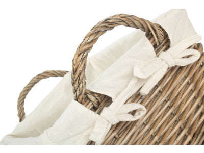 Basket, LARGE ANTIQUE WASH HANDLED STORAGE SOLUTION with WHITE LINING