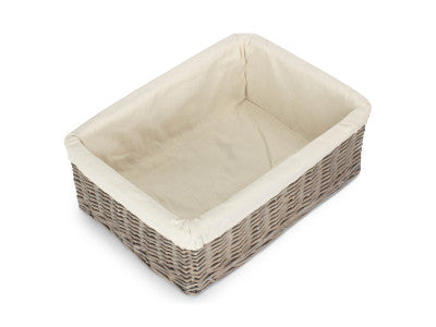 Basket, EXTRA LARGE GREY WASH FINISH TRAY with LINING