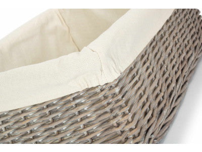 Basket, EXTRA LARGE GREY WASH FINISH TRAY with LINING