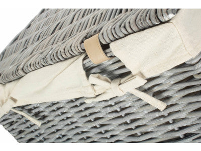Basket, LARGE GREY WASH SQUARE LAUNDRY BASKET with WHITE LINING